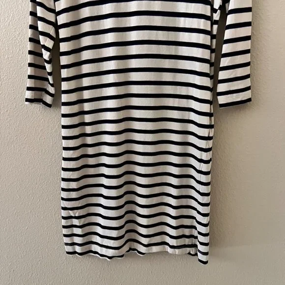 Marine Layer Gigi Supima Cotton Dress In White Navy Black Stripe S - Picture 4 of 9